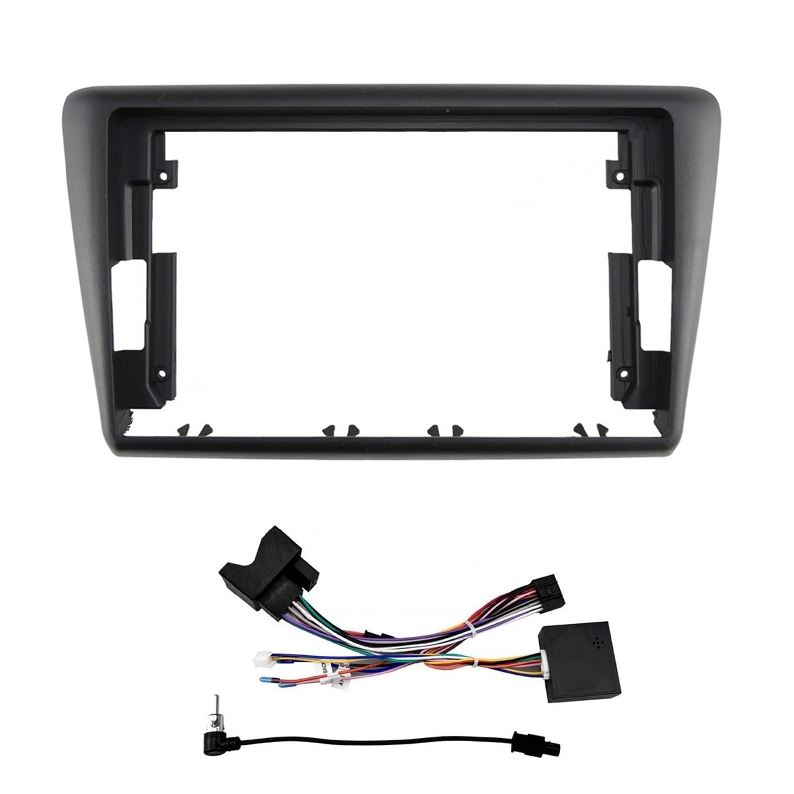 JKELPV Car Radio Frame Kit Fit For Skoda Rapid Spaceback 2014-2019 Radio Dash Fitting Panel Kit 2 DIN 9 Inch Car Frame Fascia Adapter Radio adapter(Frame cable canbus)