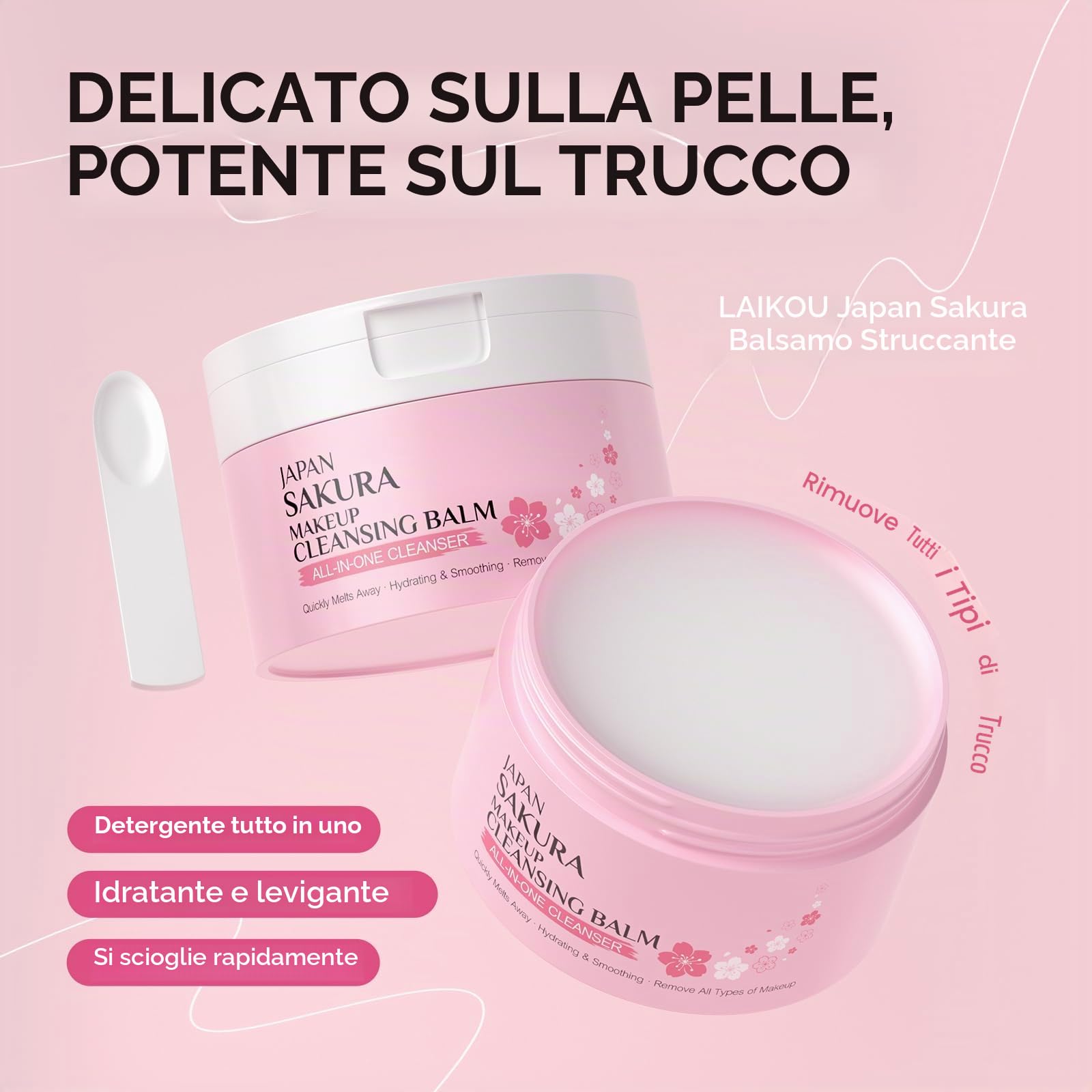 Sakura Balsamo Detergente Struccante 100g, Kit Struccante Viso e Occhi da Viaggio, per Pelle Detersa e Make-Up Rimosso, con Prodotti Skincare Viso Mini e Maschere Idratanti