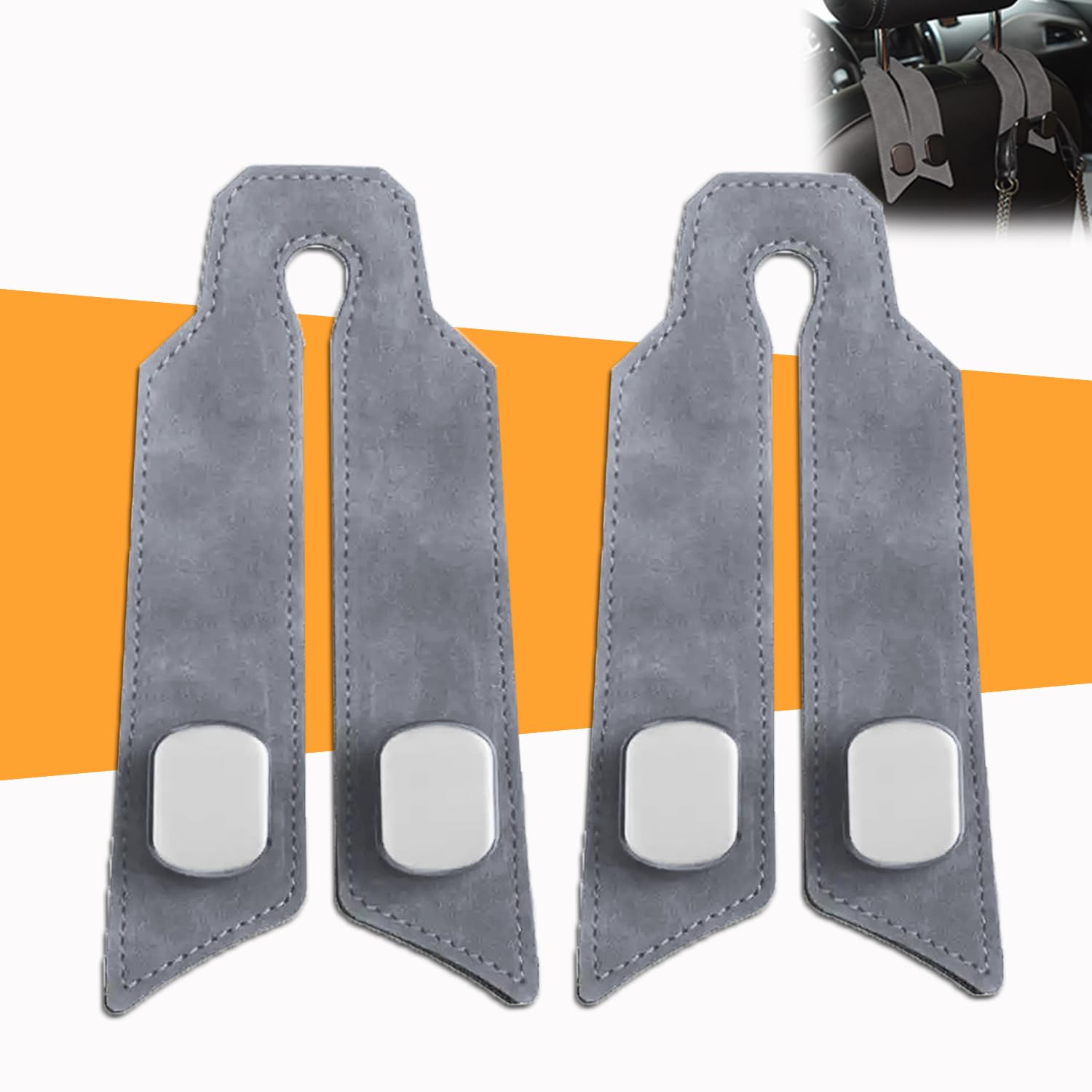 JICOJIN Multifunctional Car Hooks for Headrest, 2PCS Purse Hook for Car 100% Metal & Premium Leather Car Seat Hooks for Headrest 2025 Latest Purse