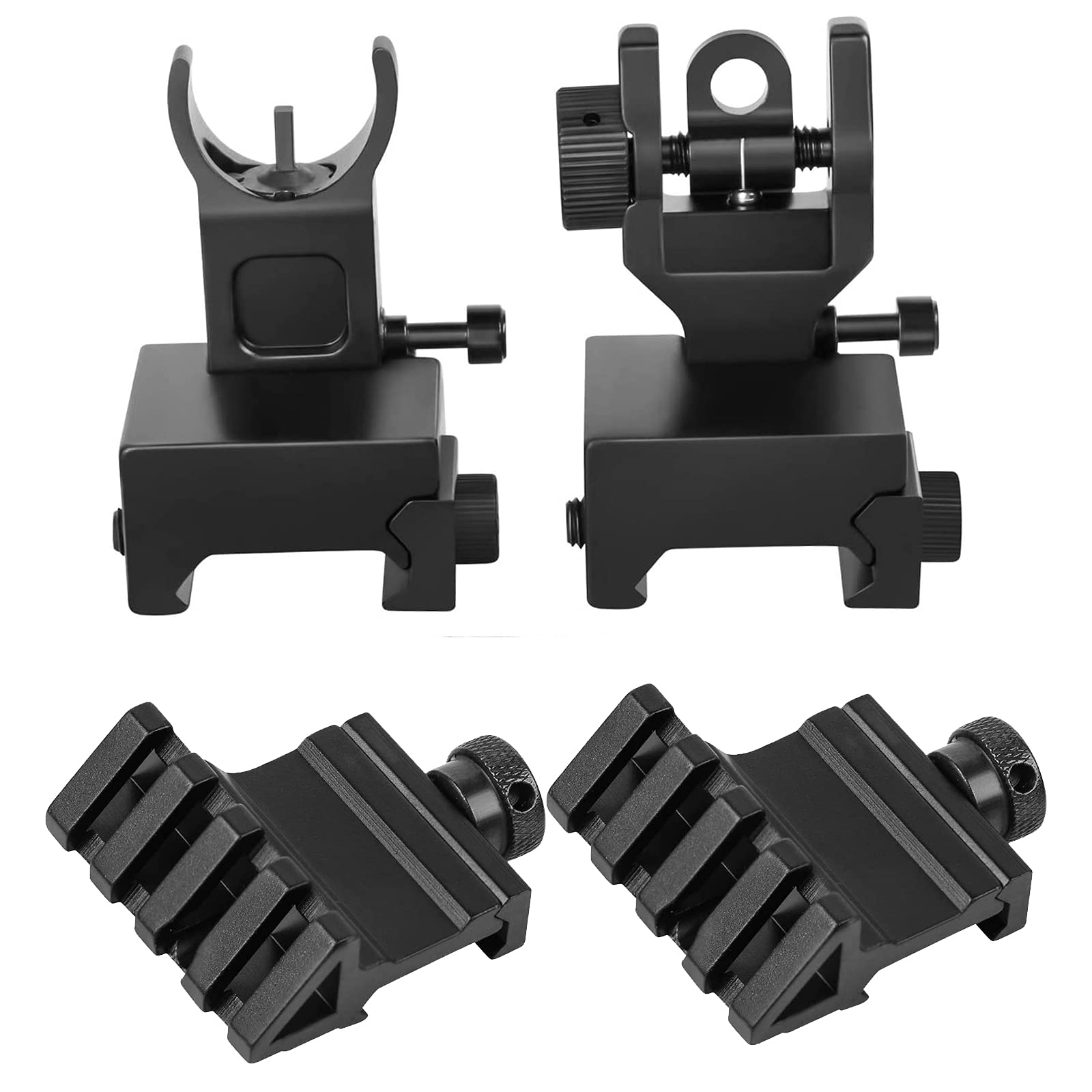 Yutetuter Flip Up Iron Sights Front Sight and Rear Sight with Adjustment & 2-Pack Rail Mount for 20mm Rail