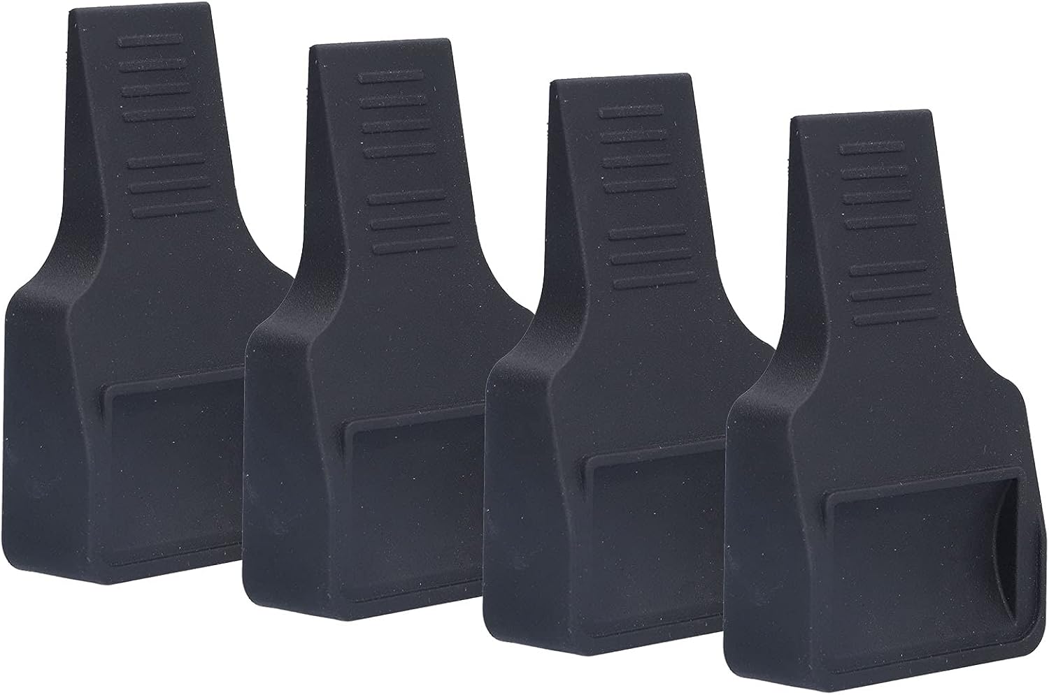 4Pcs U Shaped Wheel Stoppers, Furniture Caster Cups with Concave V Groove Design, Non Slip Wheel Locks for Sofas Beds Chairs, Black Rubber Floor Protectors for Home