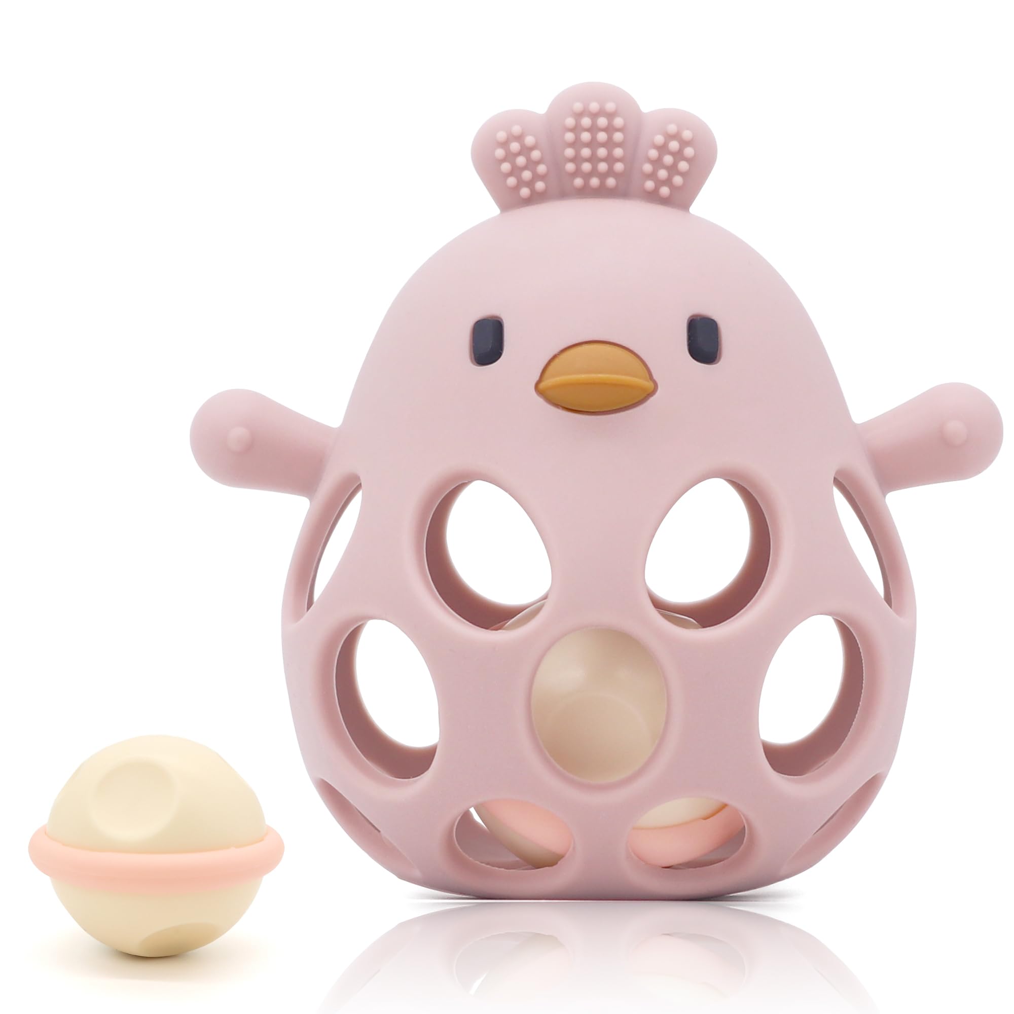 farout Montessori Beißring & Rassel für Babys - Sensorik Spielzeug ab 0 Monate, Zahnungshilfe & Greifball - Geschenk für Jungen & Mädchen