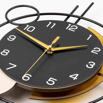 Wall Clock for Living Room Decor Decorative Wall Clock with Pendulum Silent Quartz Battery Operated Black Metal Large Clock for Dining Room,Kitchen,Home,Bathroom,Bedroom,13.8x21.3 in