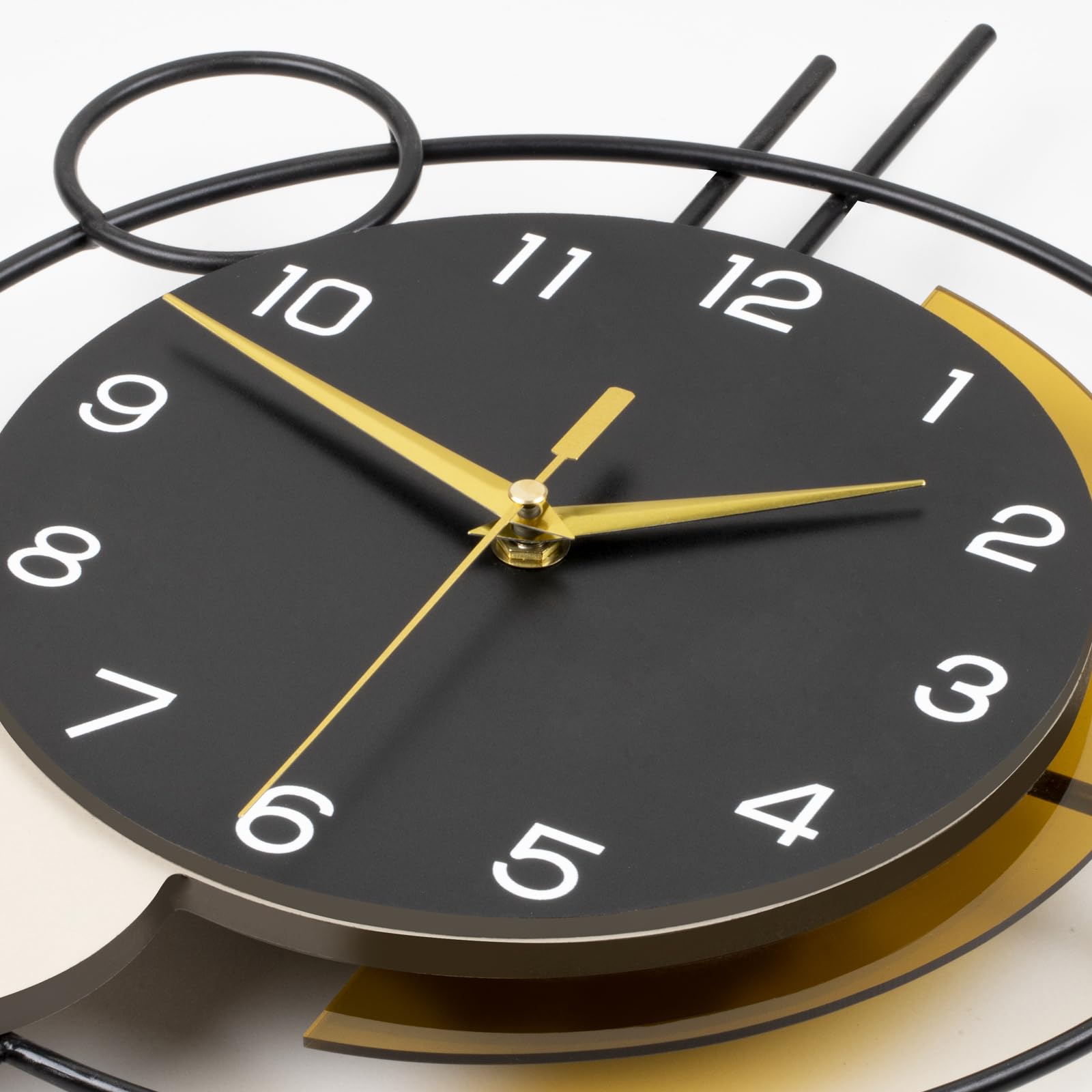 Wall Clock for Living Room Decor Decorative Wall Clock with Pendulum Silent Quartz Battery Operated Black Metal Large Clock for Dining Room,Kitchen,Home,Bathroom,Bedroom,13.8x21.3 in