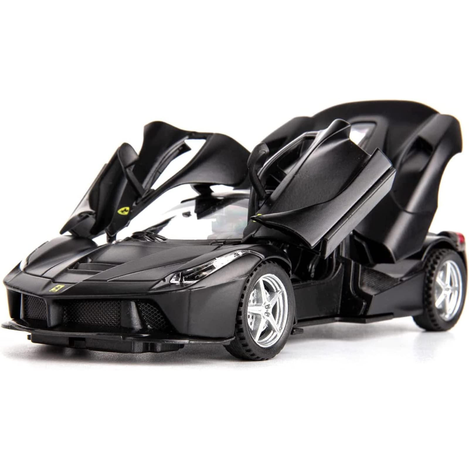 PYEBECompatible for 1:32 Ferrari Car Model Pull Back Car with Sound and Light for Kids Boy Girl, Metal Body Door Opened Red (Black)