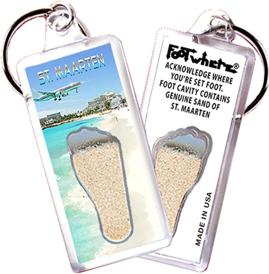 FootWhere St. Maarten Souvenir Keychain. Authentic destination souvenirs acknowledging where you've set foot. Made in USA