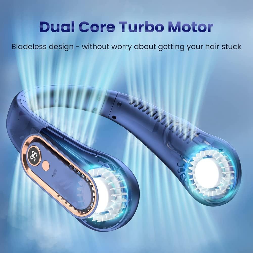 ZUMAHA Ventilatore Portatile Ventilatore da Collo Ricaricabile USB, Mini Ventilatore Portatile a 5 impostazioni di velocità, Ventola di Raffreddamento Senza Lama per Ufficio/casa/all'aperto Multiuso