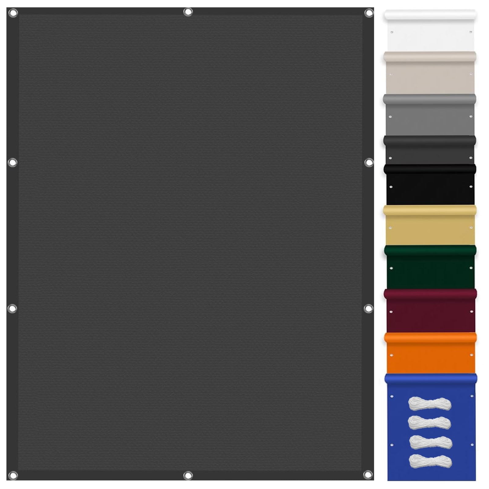 Voile d'ombrage imperméable rectangulaire crème anti-UV avec corde de fixation