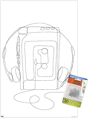 Miniatura 7 de Trends International LINE AND BRUSH - Continuous Line Cassette Player Wall Poster with Pushpins