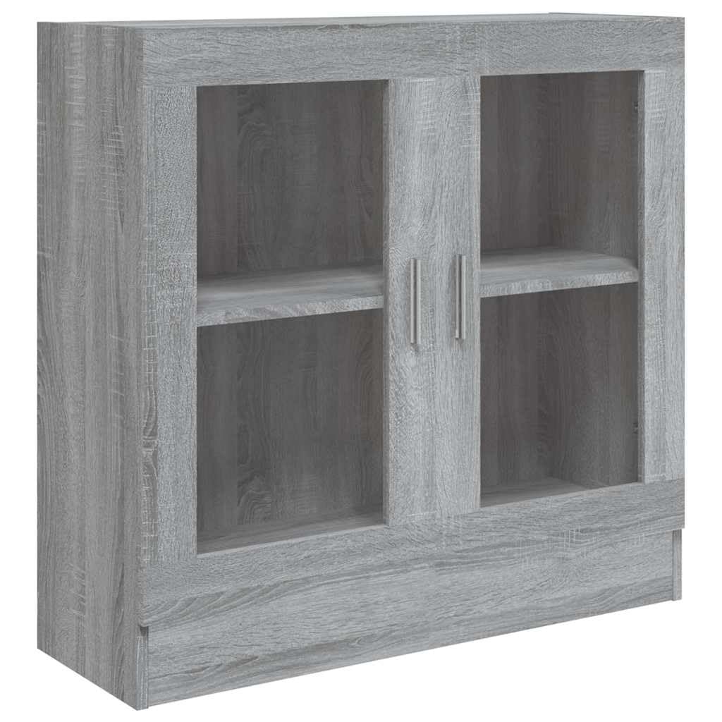Armadio Vetrina Sonoma Grigio 82,5x30,5x80 cm Legno Ingenierie | 2 scomparti, superficie facile da pulire, fissaggio a parete incluso, manuale di montaggio fornito