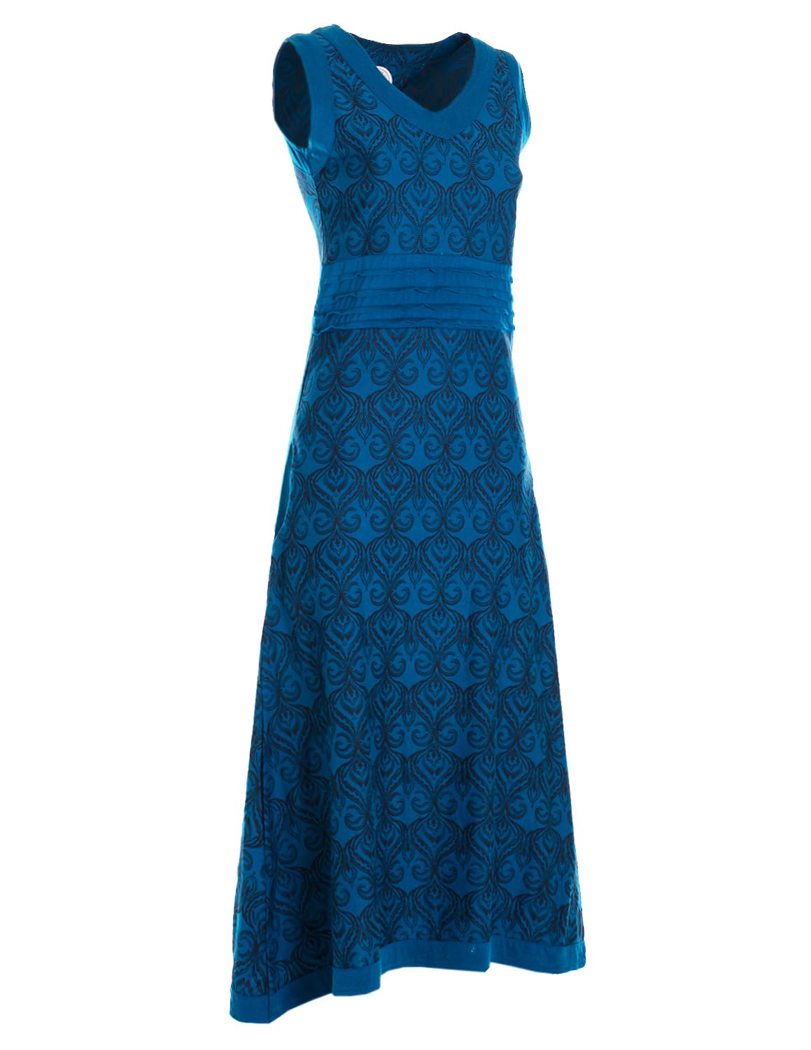 Vishes Langes Maxikleid Jersey Baumwolle Ornament Print Ärmellos - Alternative Mode
