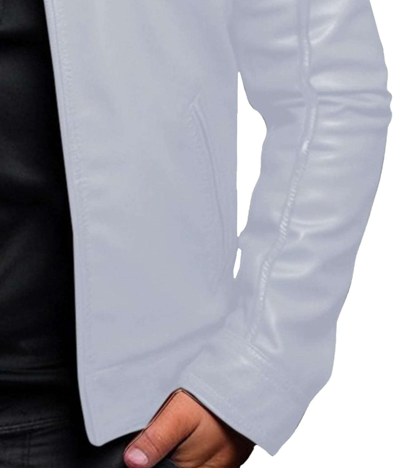 Mens Slim Stand Collar Faux Leather Jacket Long Sleeve Zip Up Biker Jackets Full Zipper Sports Coats Fall Outwear
