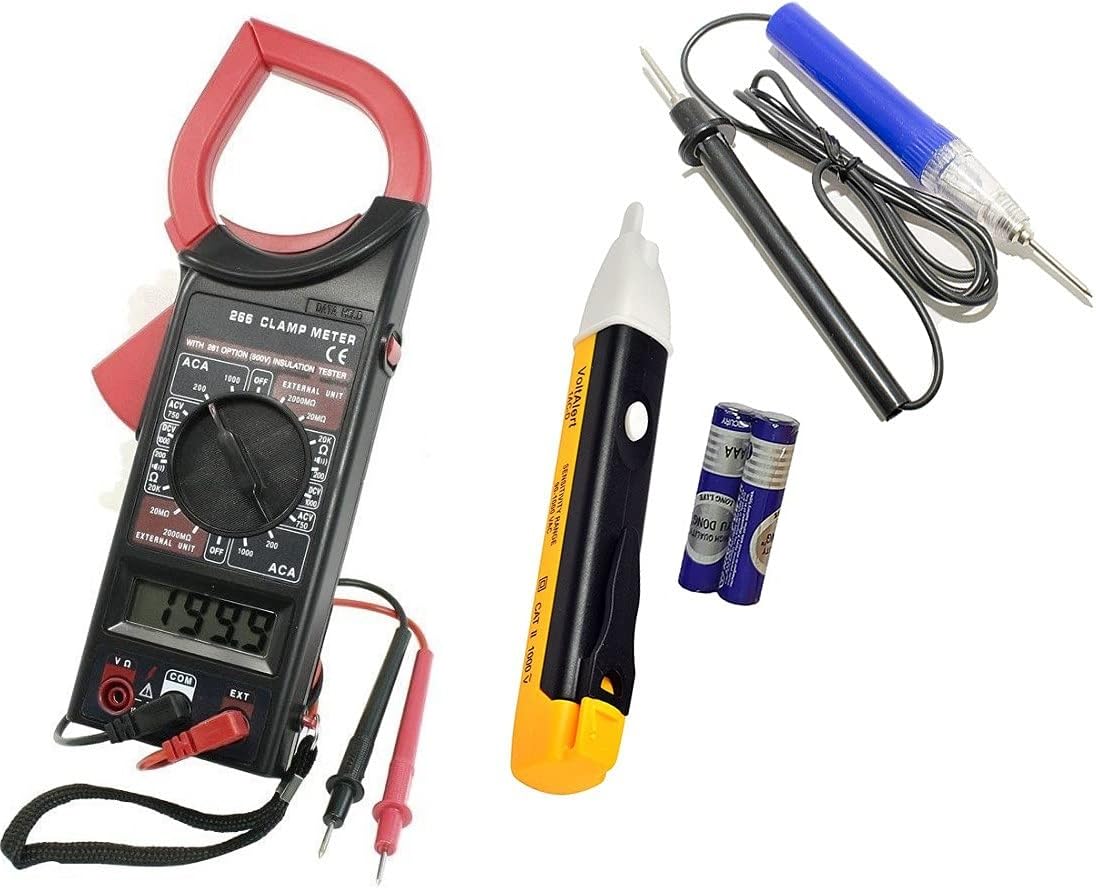 Inditrust New (Pack of 3pc) AC/DC Digital Clamp Multimeter Data Hold AC 750V DC 1000V With Bag Digital Multimeter With 1pc AC Voltage Tester and 1pc Continuity tester (B0CF2CPZ98) Amazon Price History, Amazon Price Tracker