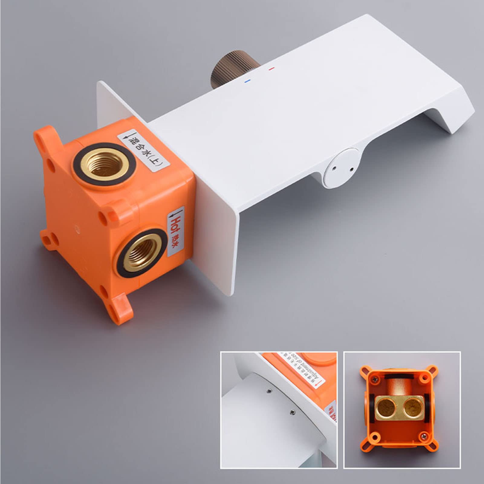 Grifo de baño en Cascada con Pantalla de Temperatura, Grifo de baño montado en la Pared, Grifo Mezclador de Lavabo de una Sola manija Moderno, Grifo de Lavabo de baño de latón, Blanco