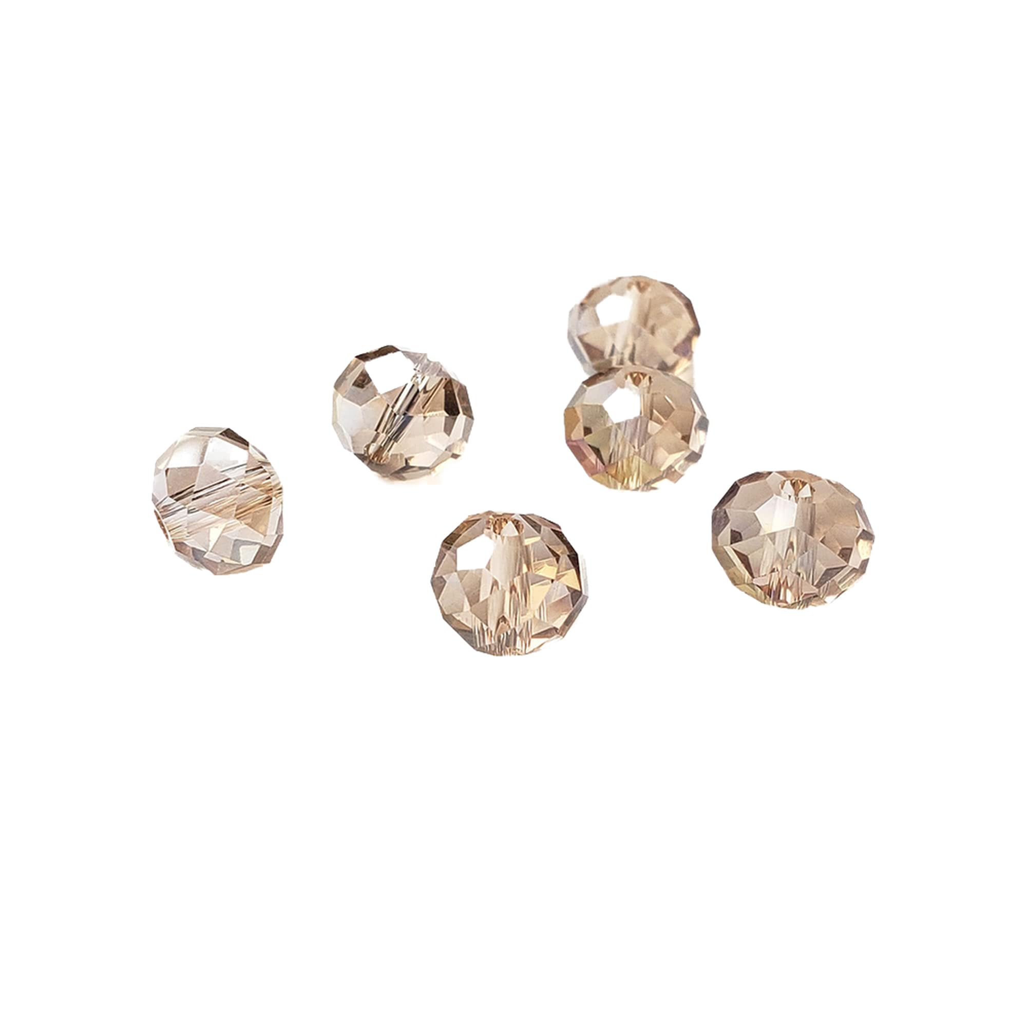 8mm Rondelle Silver Champagne Glass Beads for Jewelry Making, 300pcs Faceted Briolette Crytal Spacer Beads for Bracelet Necklace Earring