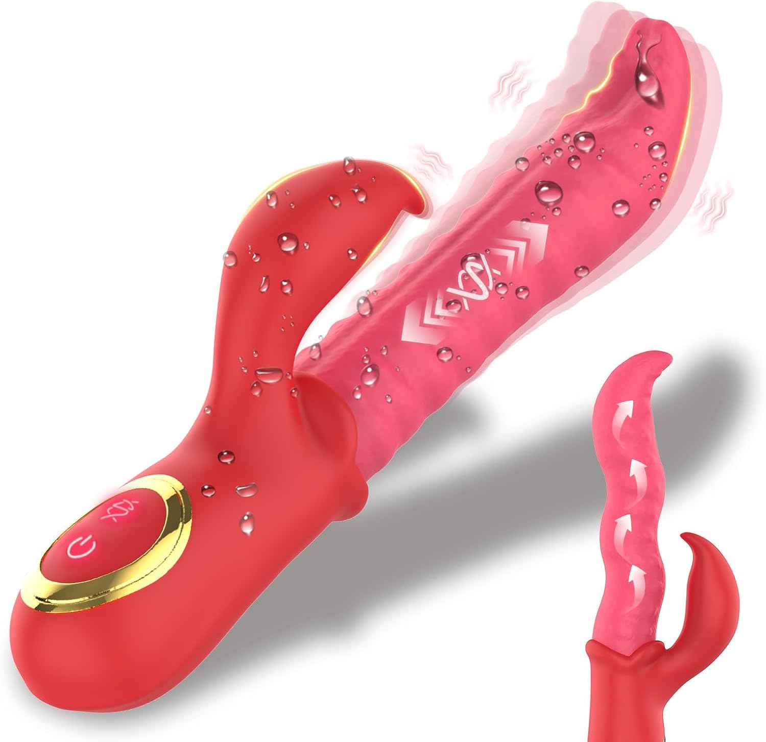 Vibrador consolador Wriggling Fantasy para mujer - Juguete sexual para adultos con 10 modos de balanceo y vibración, estimulador anal vaginal y masajeador realista para lamer la lengua