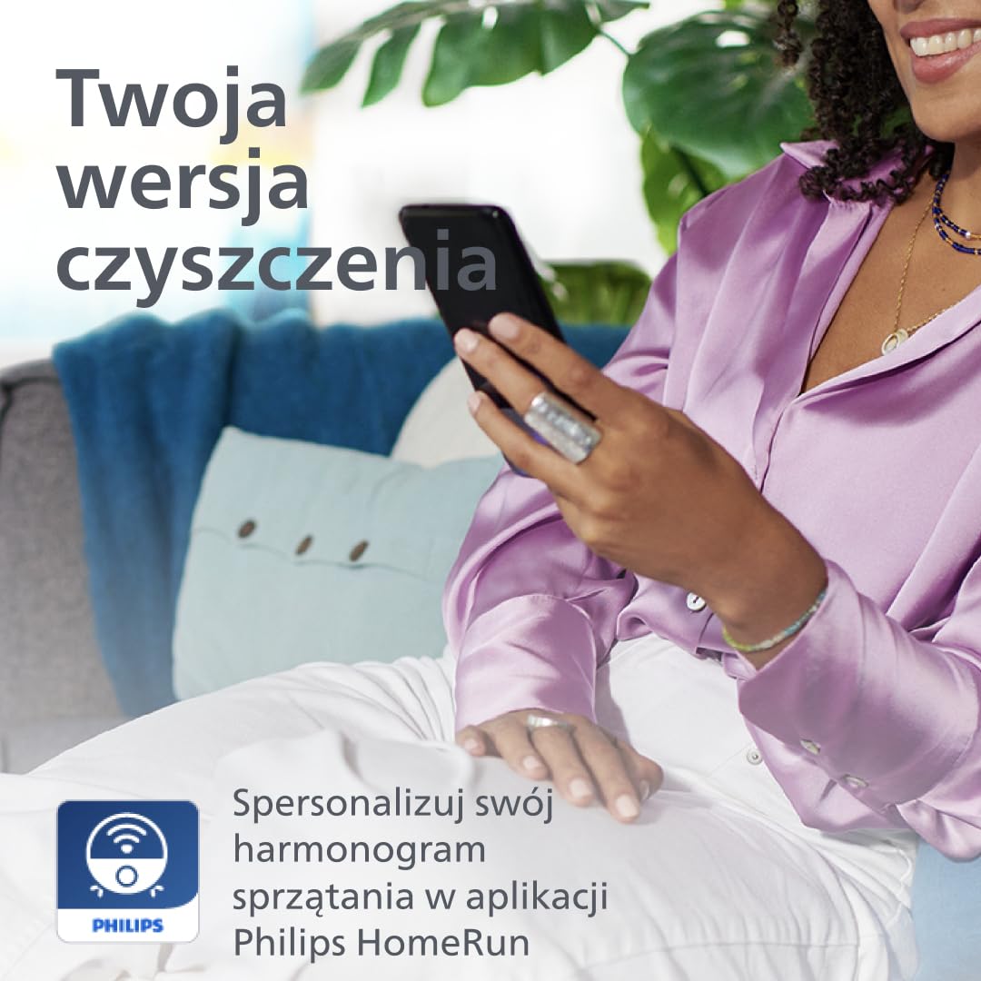 Philips Robot odkurzający i myjący z serii 9000 - bardzo mocne ssanie, aktywne mycie zawsze świeżą wodą, stacja wielofunkcyjna, wykrywanie przeszkód, sterowanie za pomocą aplikacji (XU9100/10)