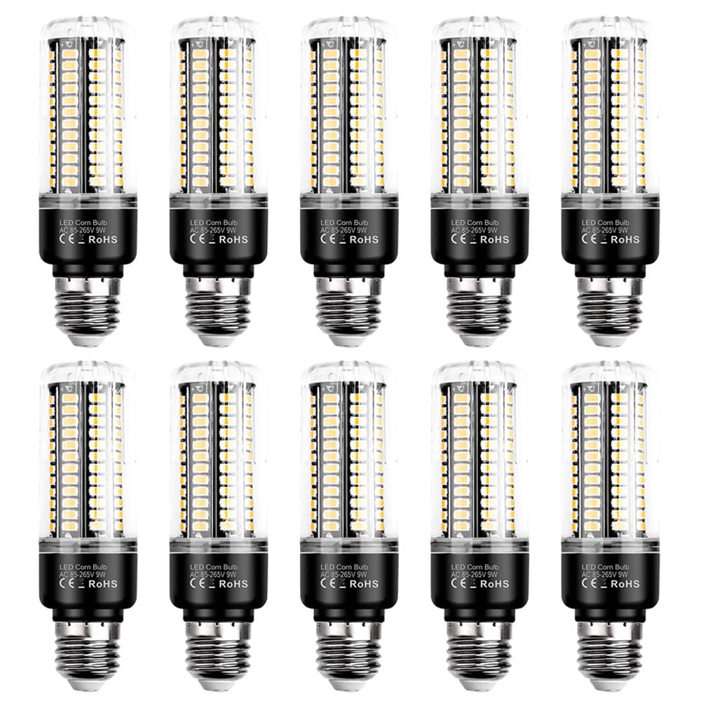 E26/E27 LED-Leuchtmittel, Maisglühbirne mit hoher Helligkeit, 9 Watt, 900 Lumen, 360° Abstrahlwinkel, 3000 K 6000 K AC 85 V ~ 265 V (10er-Pack)