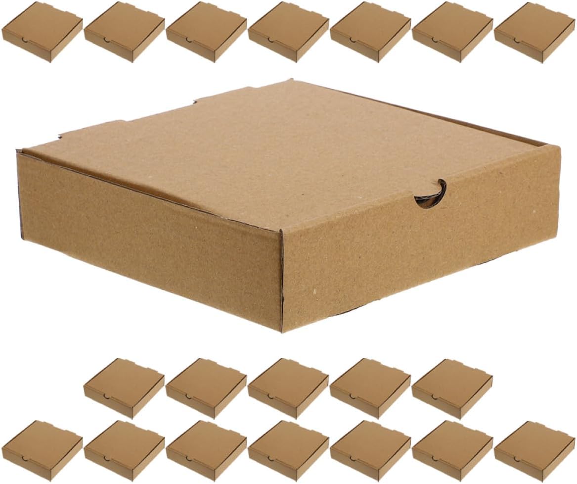 20pcs Kraft Corrugated Square Pizza Boxes 6-inch Takeout Cardboard Containers for Food Service, Grease-resistant Mini Pizza and Cookie Packaging Boxes