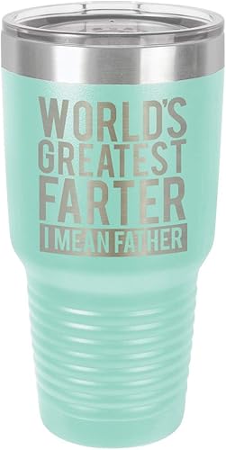 WORLDS GREATEST FARTER TEAL Vaso de bebida de 30 onzas con popote y tapa superior deslizante Taza de viaje grabada con láser Comparar con Yeti