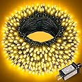 100FT 300 LED Christmas Lights Outdoor, Christmas Tree Lights with 8 Modes Waterproof, Green Wire String Twinkle Lights, Plug in Xmas Decorations for Indoor Patio House Party Holiday, Warm White