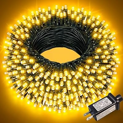 100FT 300 LED Christmas Lights Outdoor, Christmas Tree Lights with 8 Modes Waterproof, Green Wire String Twinkle Lights, Plug in Xmas Decorations for Indoor Patio House Party Holiday, Warm White