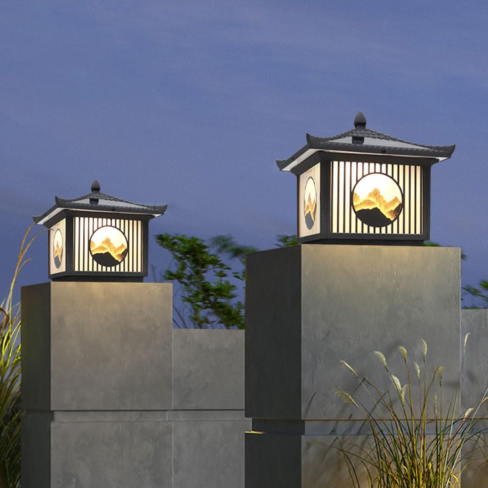 Lampada Da Palo Solare Vintage Lampada A Colonna Per Patio Apparecchio Di Illuminazione Da Giardino Tradizionale Impermeabile Paralume Classico In Vetro E Alluminio Pressofuso Per Palo