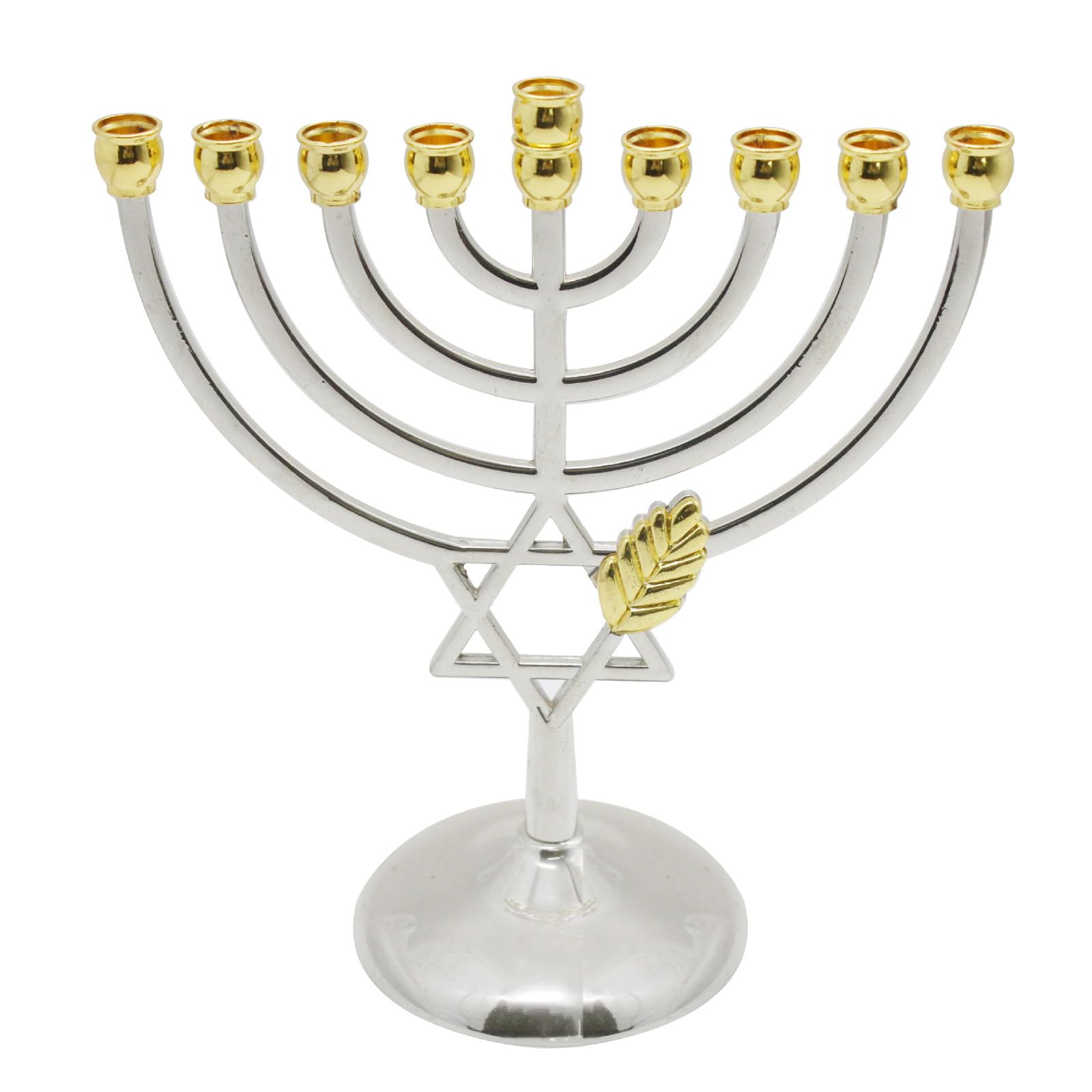 Hanukkah Menorah 9 Branch Holder Stand Candelabras Vintage Golden Electroplate Stand Decor Hanukkah Menorah