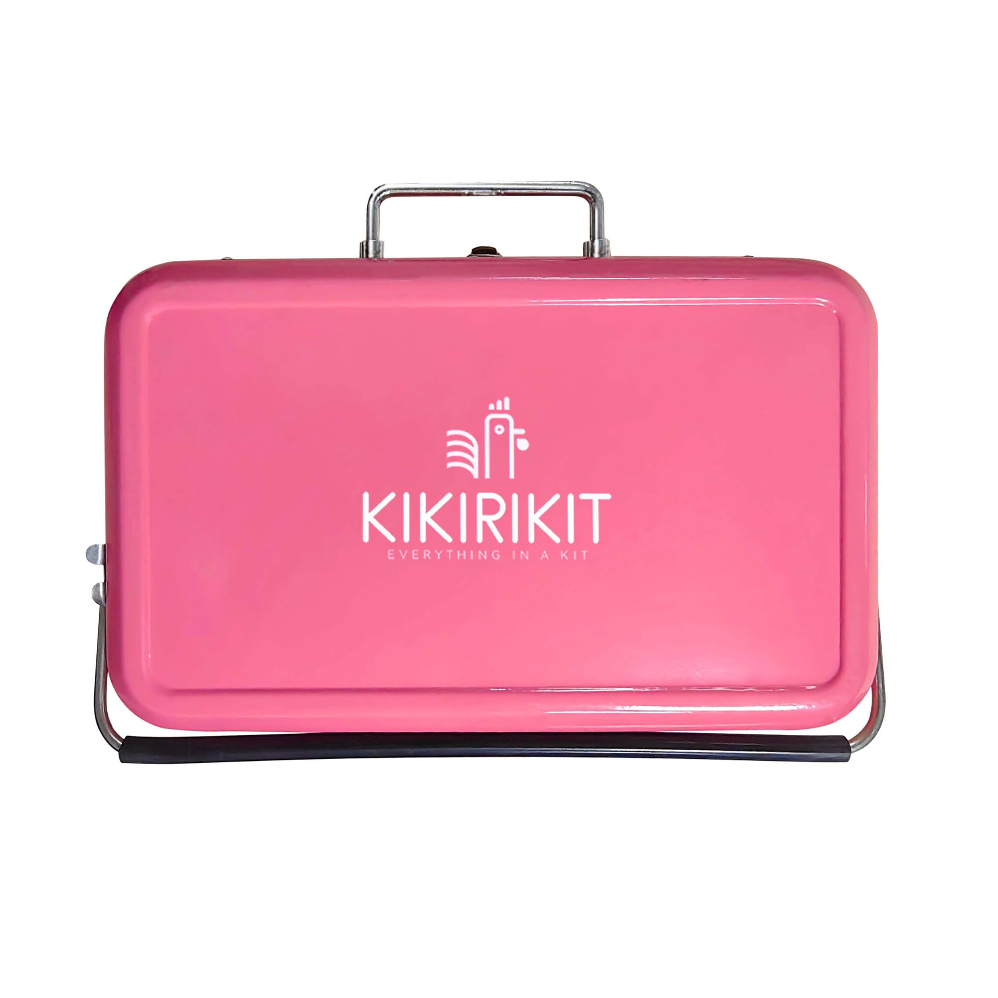 KIKIRIKIT Holzkohlegrill, tragbar, aus Edelstahl, Picknickgrill, einfach zu tragen und zu verwenden, originelles Geschenk - Geschenke für Eltern - Rosa