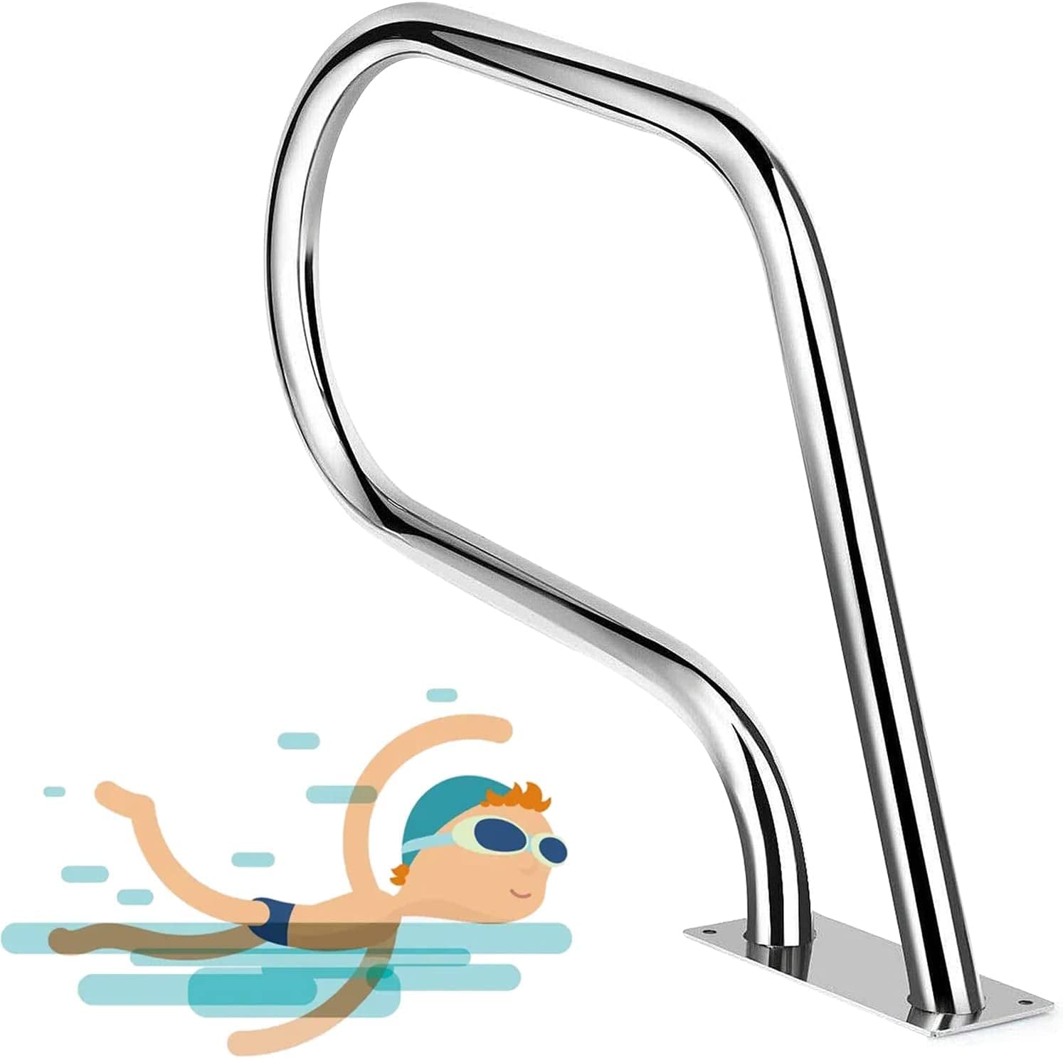 Rampe d'escalier de piscine en acier inoxydable 304 premium pour entrée de bassin