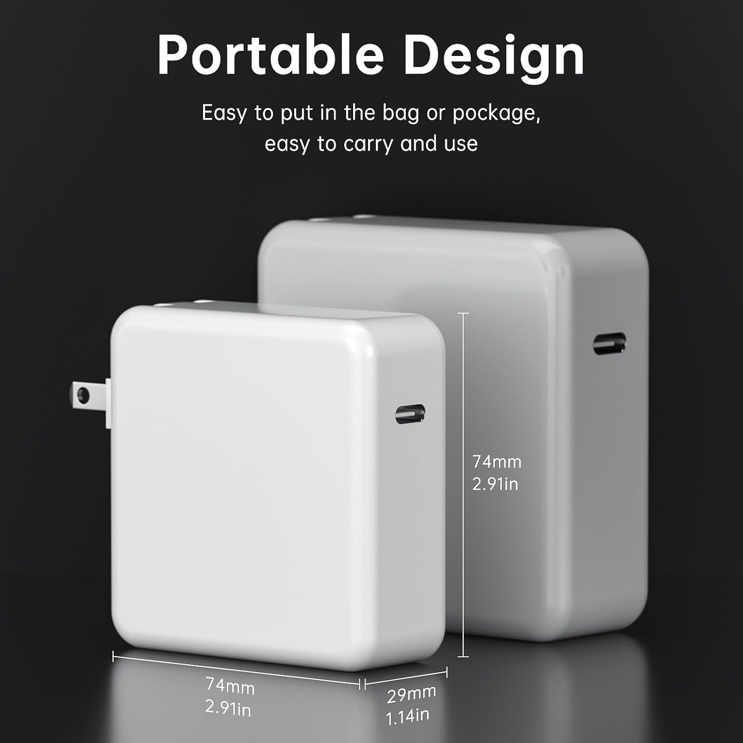 61W USB-C MacBook Charger for Pro/Air 13" 14" 15" 16" | Fast Power Adapter with 6.6ft USB-C Cable for Home, Office & Travel