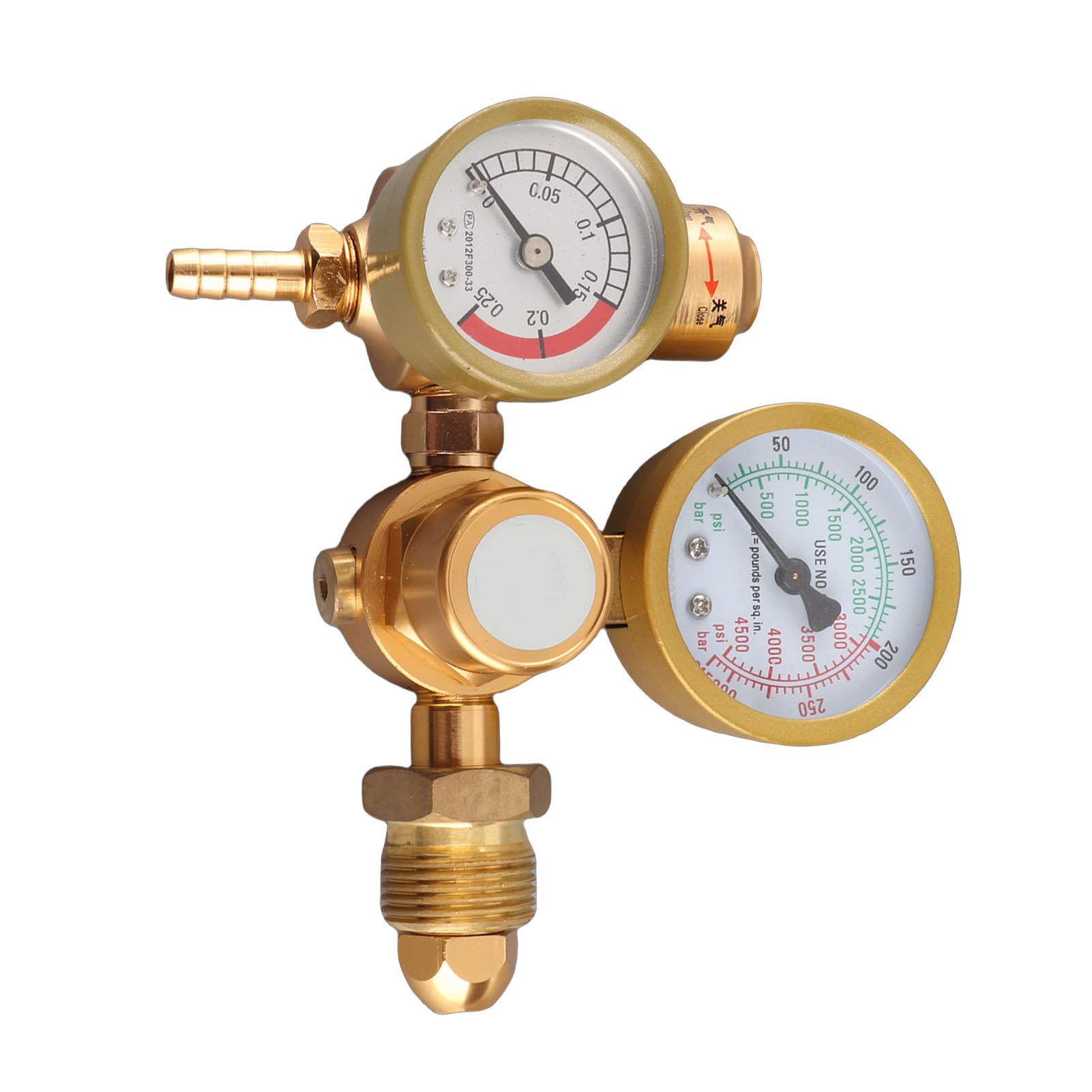 Reduktor Spawalniczy Argon CO2 4500 Psi 25 L/min Wylot 1/4 Cala | Przepływomierz, Zastosowanie MIG TIG, Podwójne Manometry, Wlot Cylindra, Złącze CGA580, Przepływ 25 L/min, Konstrukcja