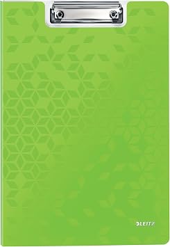 Leitz 41990054 A4 Clipfolder with Cover, Lightweight Polyfoam, WOW Range, Green