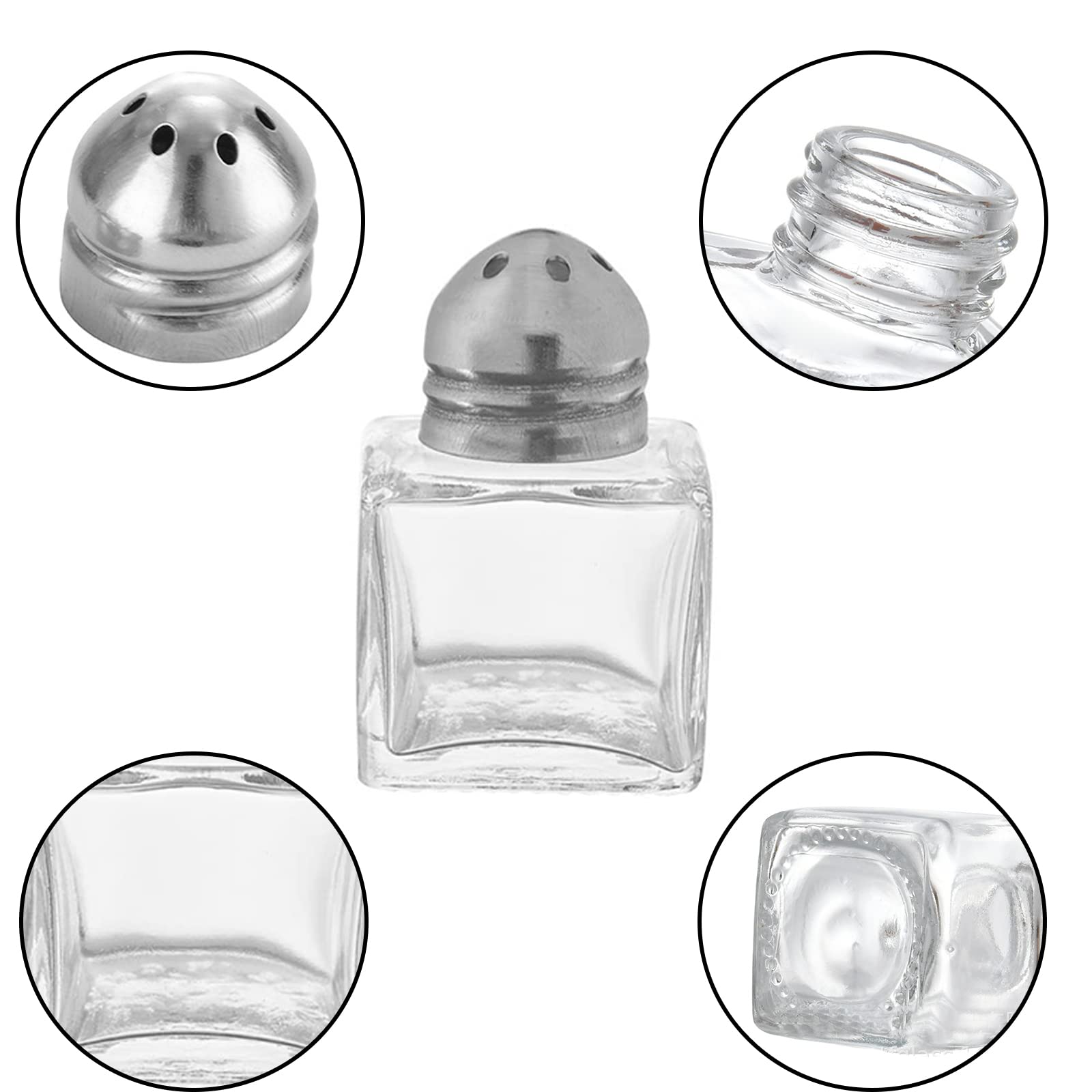 Mini salero y pimentero de 30 piezas, pequeños soportes transparentes para sal y pimienta, coctelera de especias de cristal en forma de cubo para cocina, hogar, boda, fiesta, barbacoa y camping