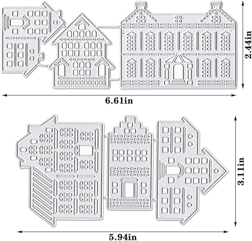 Miniatura 2 de Hying 2 troqueles de fondo de Navidad para hacer tarjetas, troqueles de corte de edificios de Navidad para álbumes de recortes, papel para