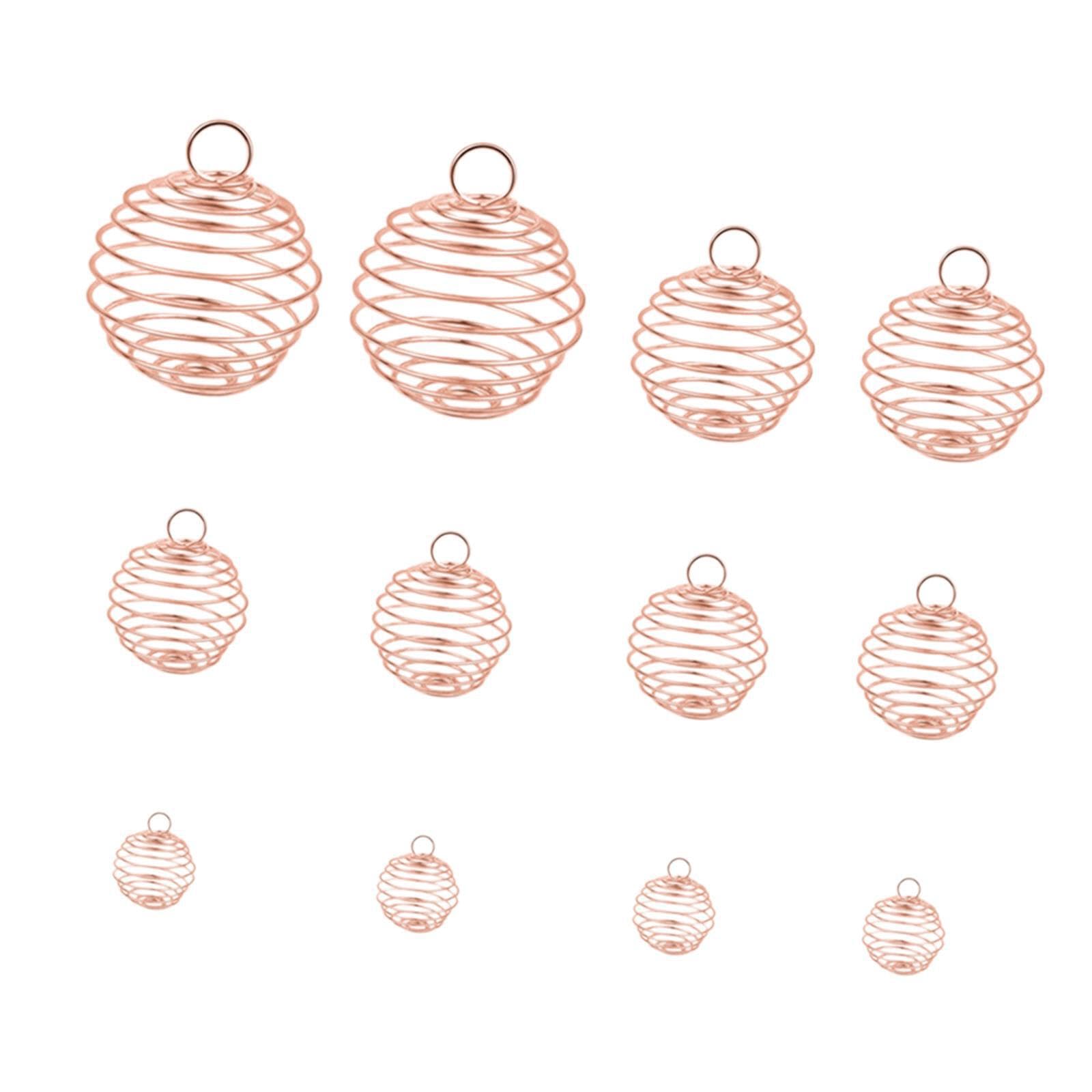 ALCXAZS Hollow Cage Pendants Charms Hanging Ornament Versatile Bead Cage Pendants Eye-Catching Charms Crafted for Jewelry Making Spring Ball Bead Cages, Rose Gold, 10mm 15mm 20mm 25mm