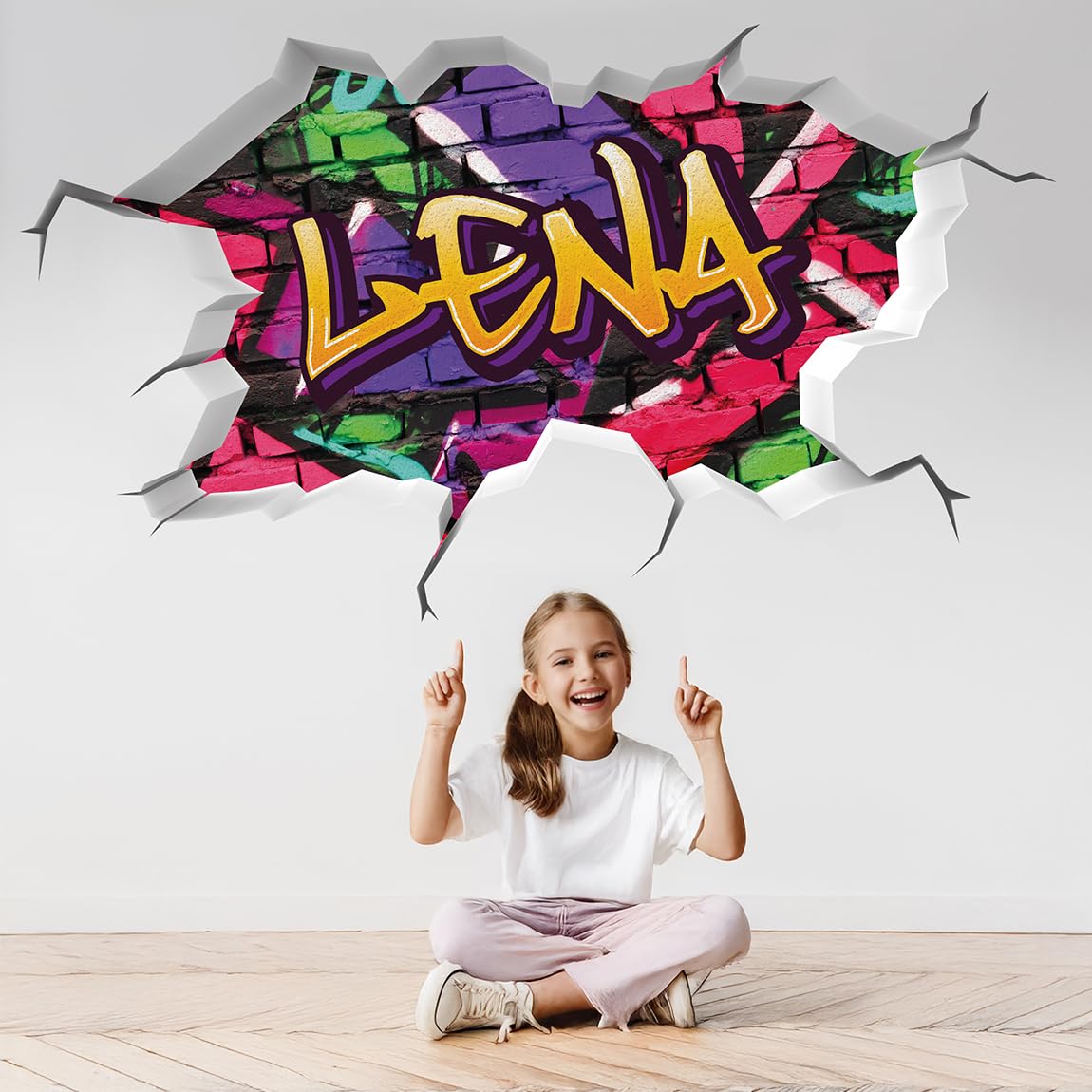 tjapalo® vr200 3D Wandtattoo Graffiti Name Wandaufkleber Kinderzimmer Mädchen wandtattoo Teenager Cool Wandtattoo Kinderzimmer Name, Größe: B100xH58cm