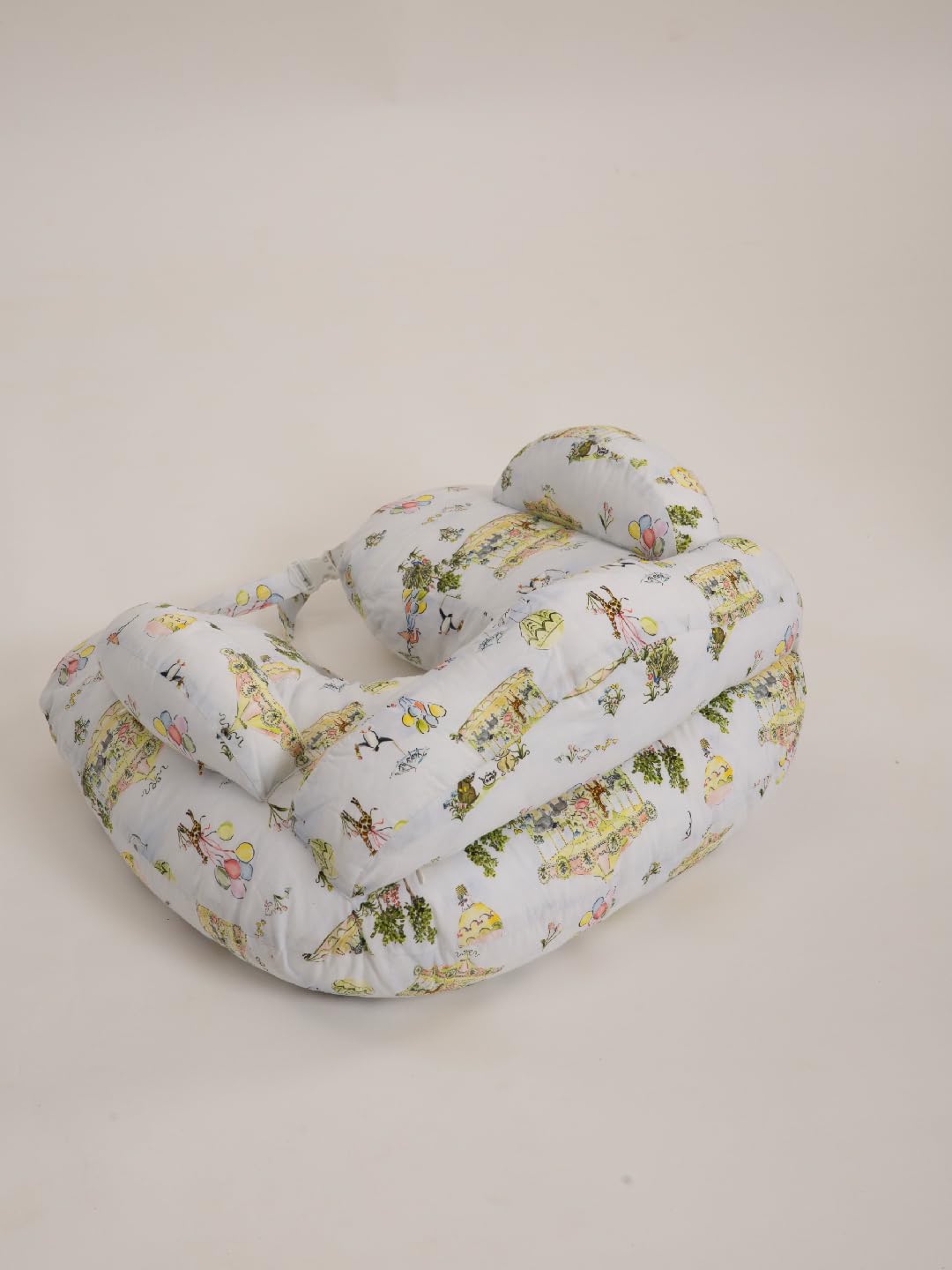 THE BABY TRUNK Carnival Carousel Nursing Cradle Pillow – Soft Egyptian Cotton Feeding Cushion for Moms | Ergonomic Support for Breastfeeding, Bottle Feeding & Newborn Baby Comfort (Off-White) 1