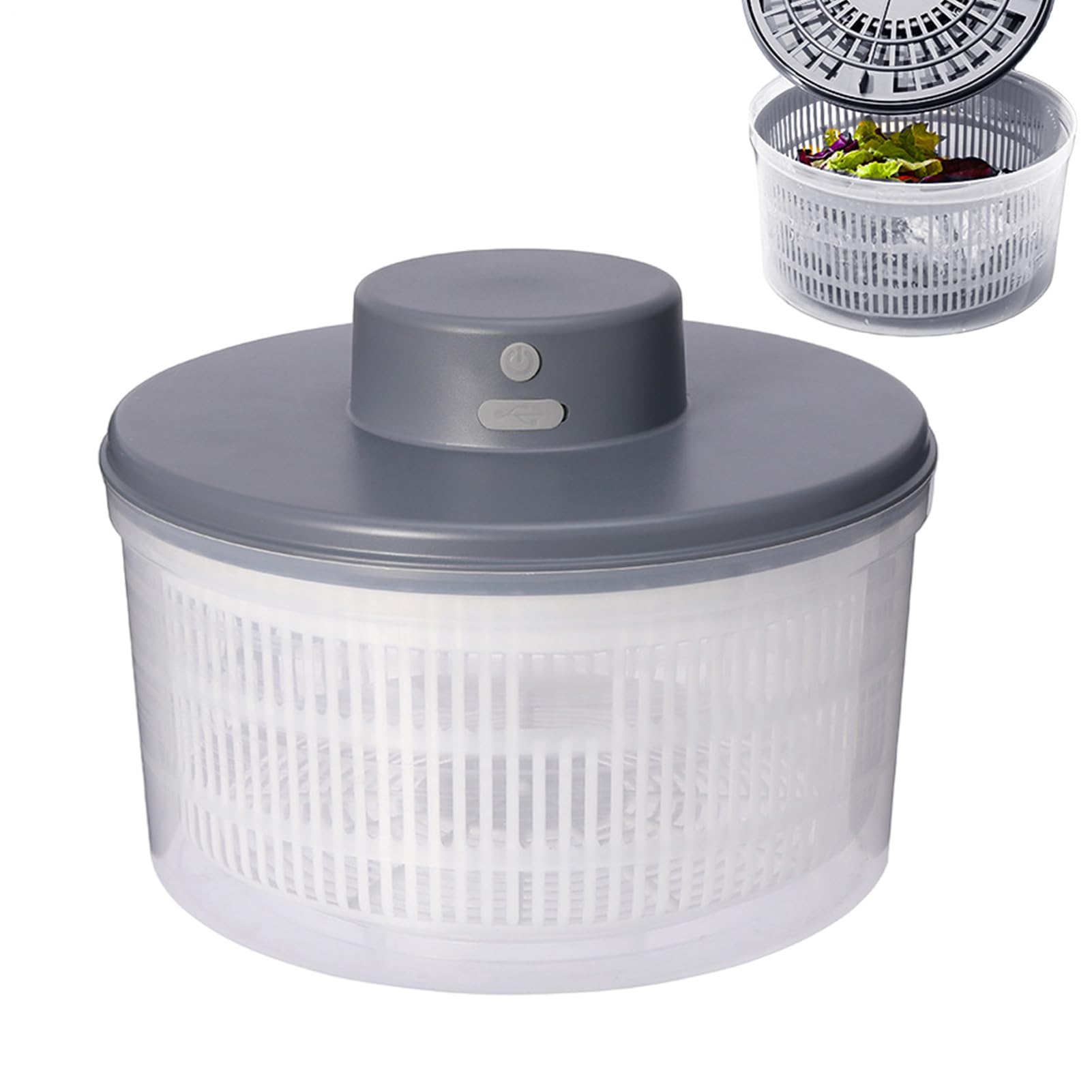 Essiccatore per Verdure – Centrifuga Insalata Elettrica 3 Litri, Miscelatore con Ricarica USB Sicura, Asciugatura Rapida Efficiente | Ideale Insalata, Verdure, Cucina Domestica, Preparazione Veloce
