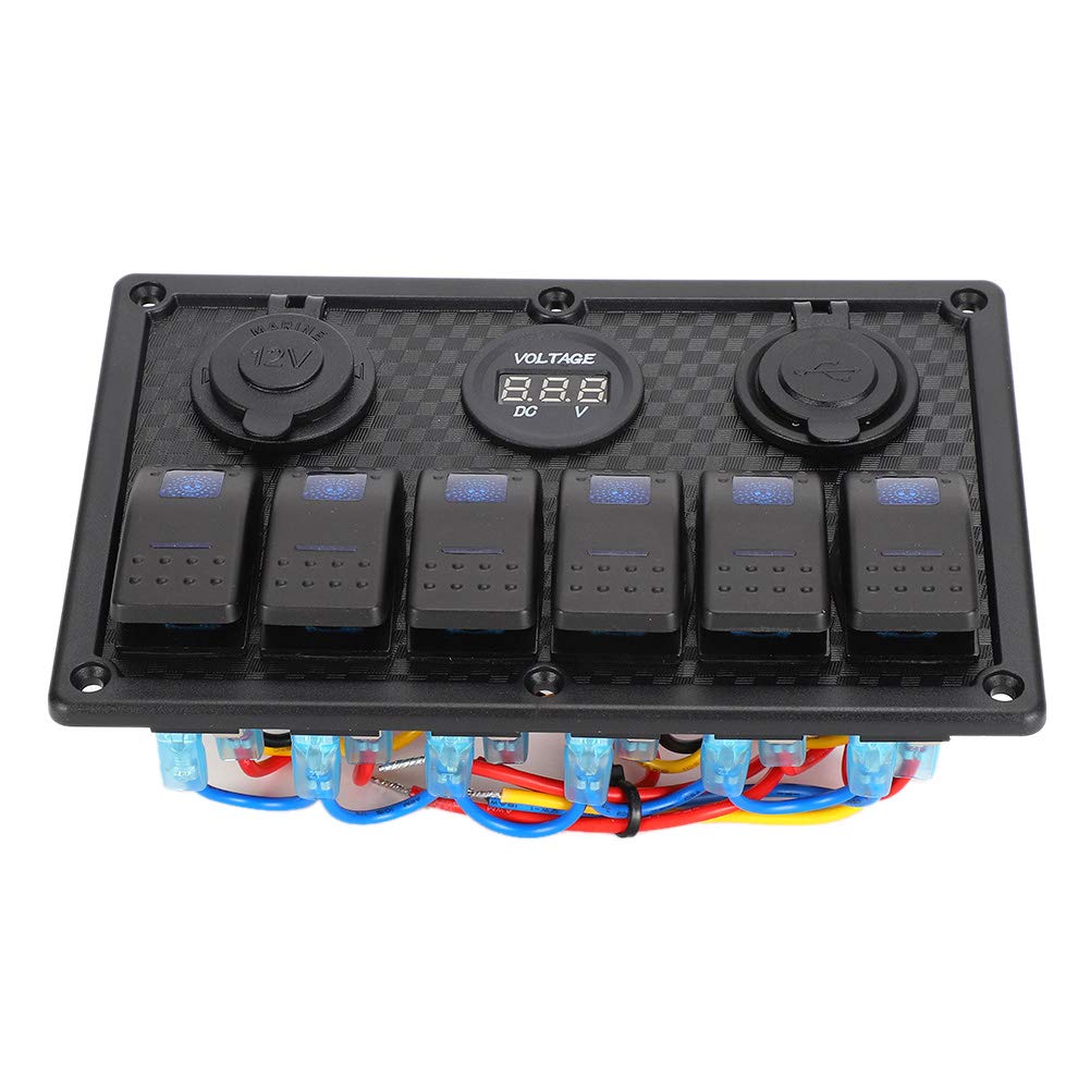 Tbest Panel Przełączników Kołyskowych 12 V-24 V z Woltomierzem 2 Porty USB i Papierosy do Samochodu Ciężarówka łódź Rv Abs/Pc Sterowanie Przełączaniem