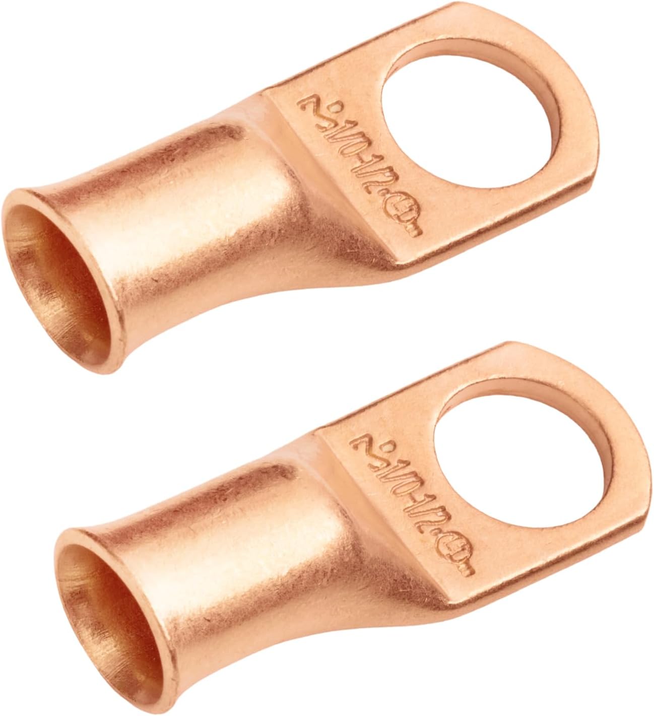SELTERM 1/0 AWG 1/2" Stud Copper Wire Lugs, Battery Cable Ends, Ring Terminals, 0 Gauge Terminal Connectors, UL Heavy Duty Bare Copper Eyelets