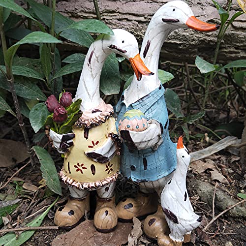 Tiemahun Garden Statue Of A Family Of Three Ducks, Animal Statues For Garden Patio Decorations, Gardening Ideas For Outdoor Decoration Of Cottages, Figurines Ornament Gift 9 Inches Tall #TOP3