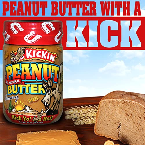 Kickin' Creamy Peanut Butter With Habanero Pepper - 13 Ounces - Premium Gourmet All Natural Spicy Peanut Butter - Perfect Snack Packed With Protein #TOP1