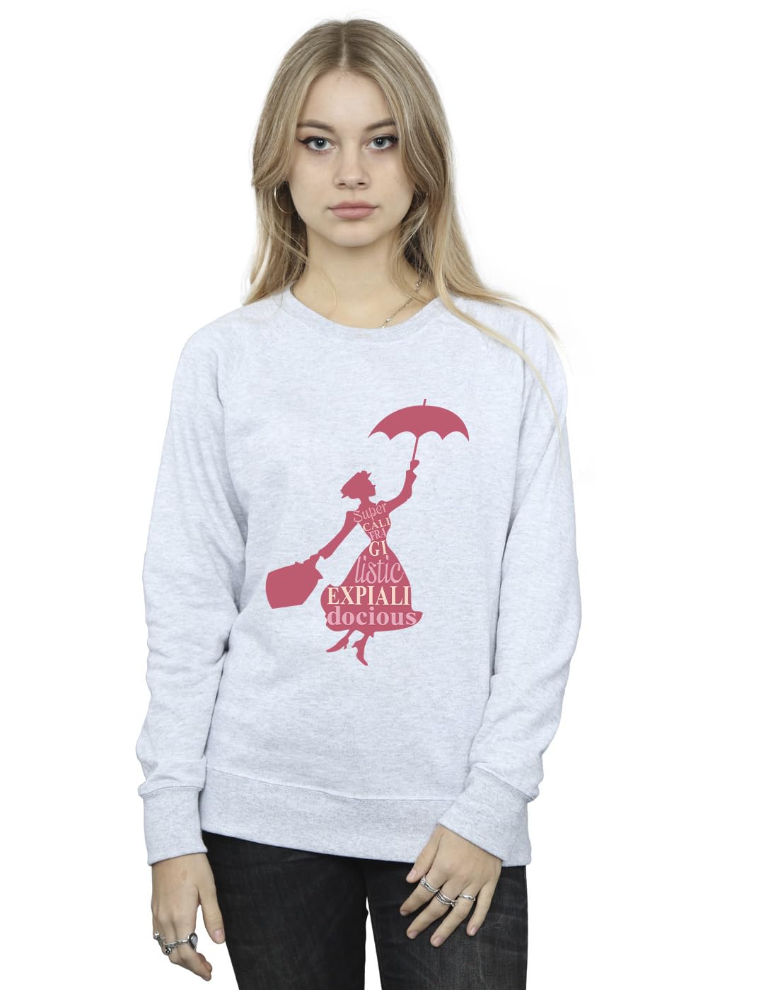 Disney Women's Mary Poppins Flying Sweatshirt Sport Grey Large