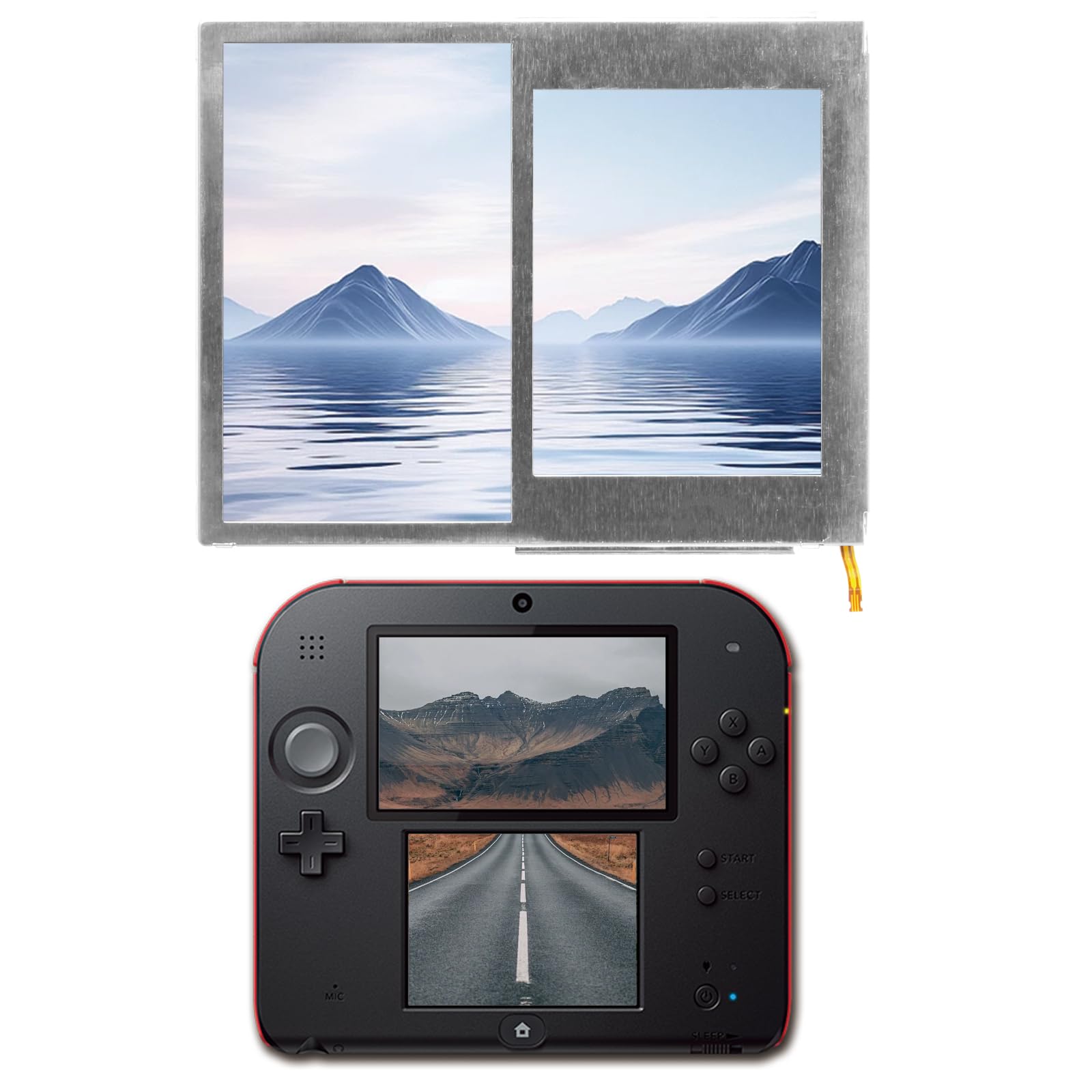 Pieza De Repuesto Para Pantalla 2DS, Pantalla LCD para 2DS, Display De Repuesto Para Pantalla 2DS, Parte Superior E Inferior De 2DS, Sin Pantalla Táctil.