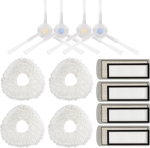 Piezas de repuesto compatibles con NARWAL T10 J1 J2 Robot Aspirador Kit de accesorios de aspiradora, 4 filtros, 4 almohadillas de trapeador, 2 pares