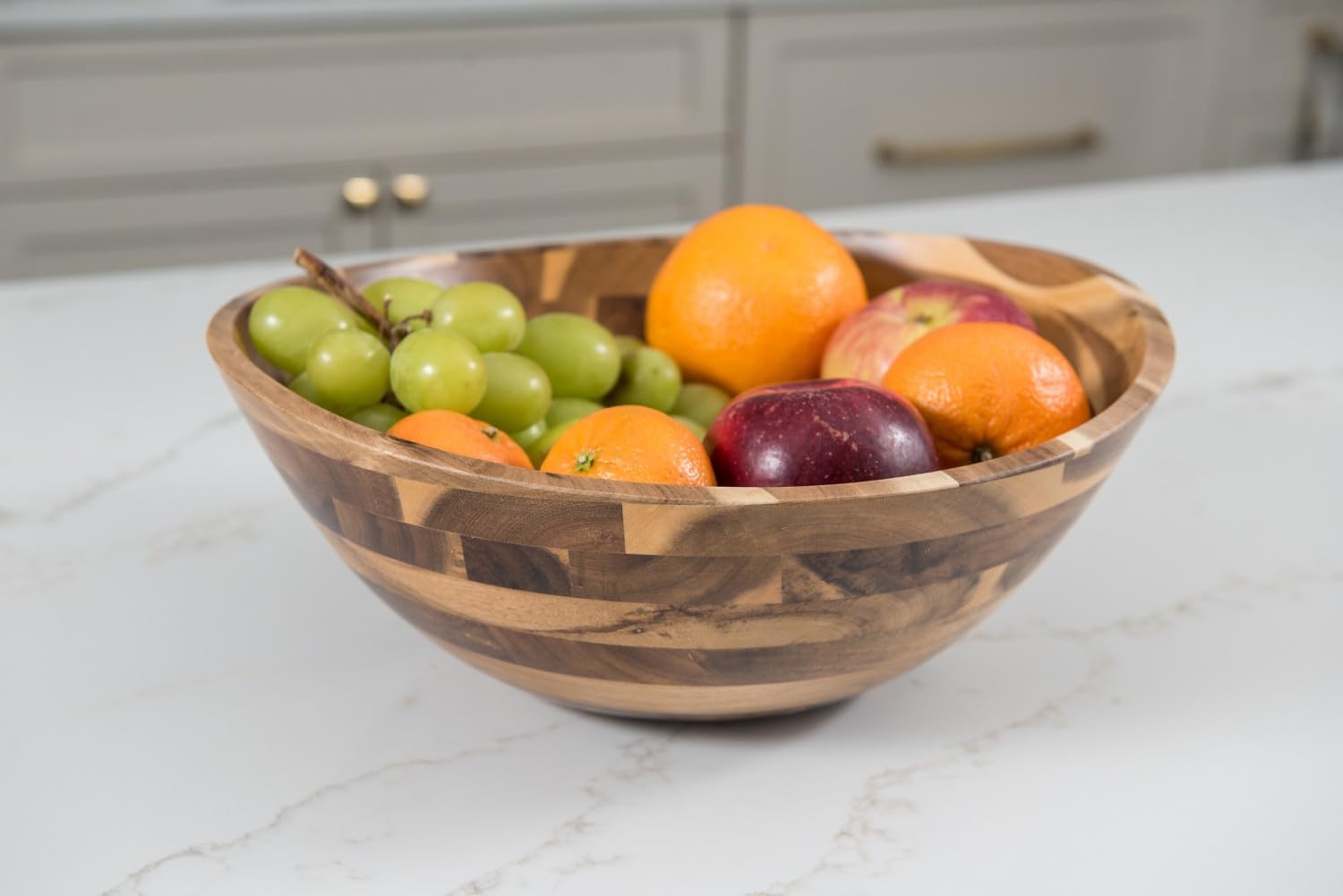 Lipper International Acacia Wavy Rim Bowl, Large, Brown