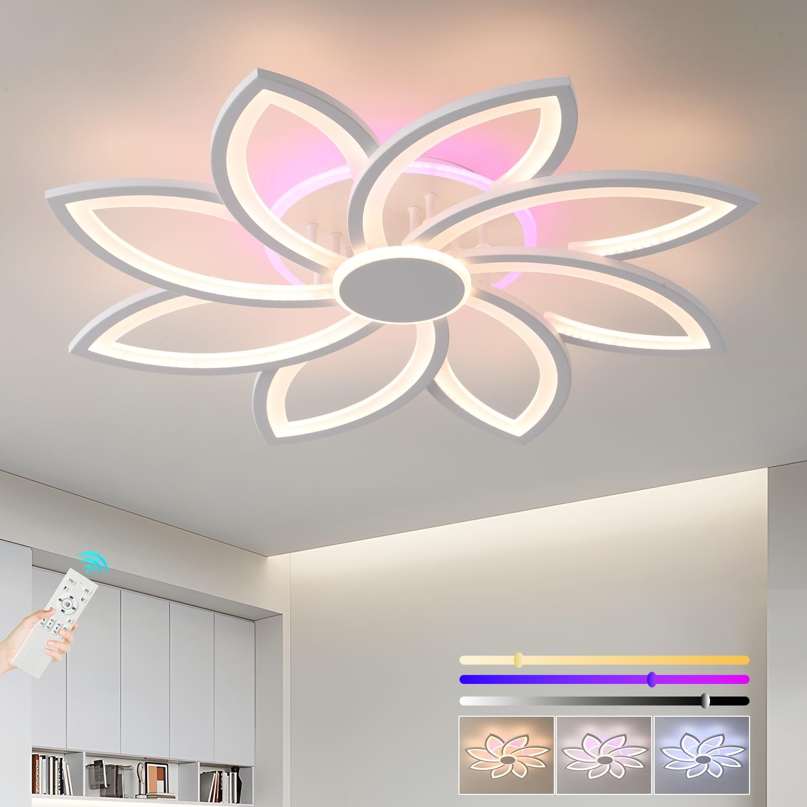 ZAITINZ led deckenleuchte mit Fernbedienung,deckenlampe dimmbar,wohnzimmer lampe decke weiß,led lampen deckenlampen Innenbereich,moderne deckenleuchten 70W,energiesparend schlafzimmerlampe,3000-6000k