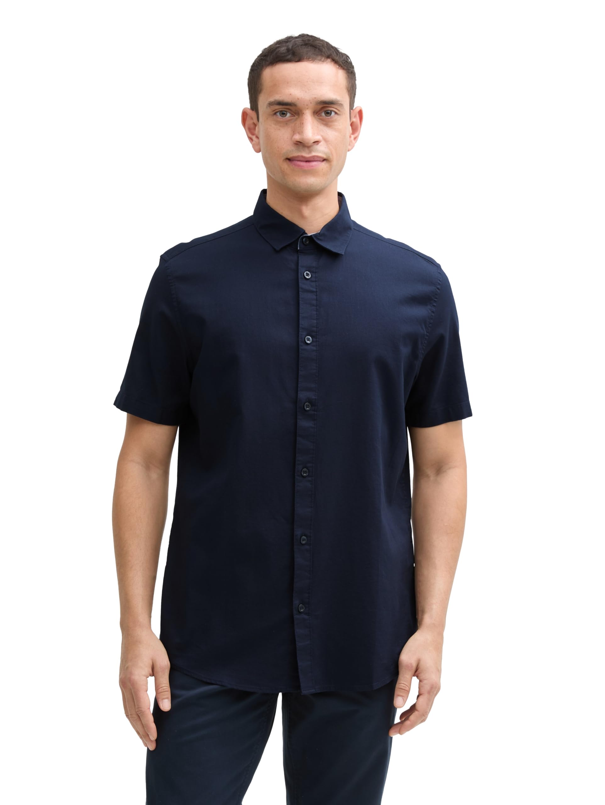 TOM TAILOR Men's Fitted Short Sleeve Cotton Shirt