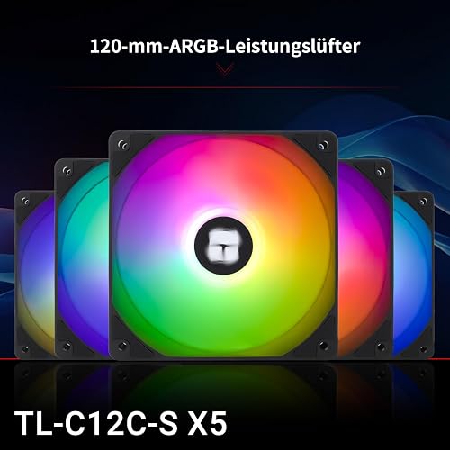 TR-Thermalright TL-C12C-S X5 120 mm CPU PWM ARGB Fan, 1550 rpm Silent Cooling, Black CPU Fan, Can Be Paired with Chassis/CPU Cooler - 2